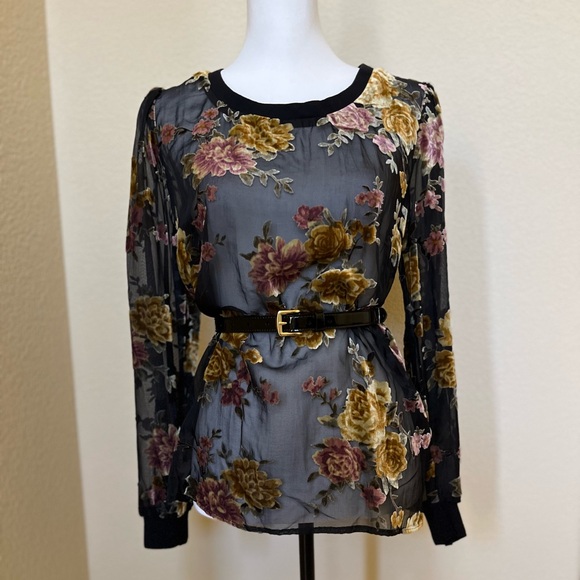 NWOT A New Day Semi-Sheer Floral Print Blouse - Picture 1 of 5
